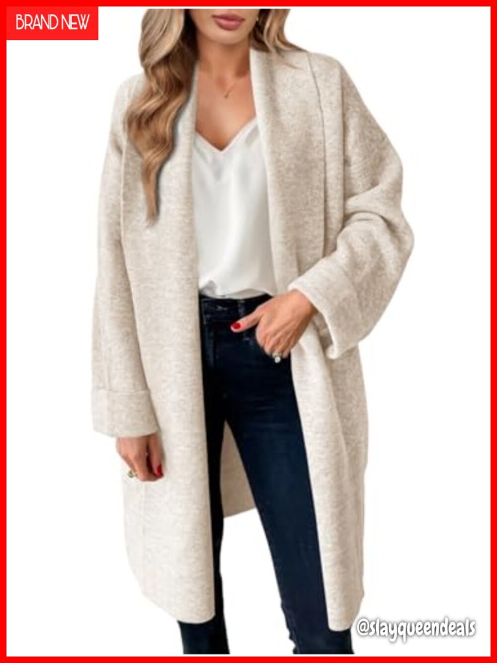 Chunky Knit Open Front Long Cardigan Oversized Coatigan